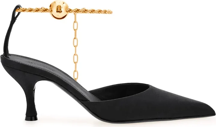 70mm Cable-Link Chain Satin-Finish Pumps