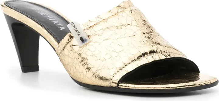 70mm Crinkled Leather Sandals - Image 2