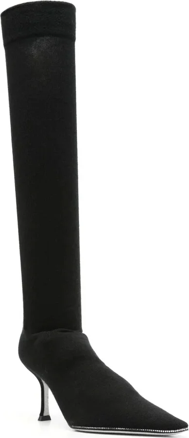 70mm Crystal-Embellished Knitted Boots - Image 2