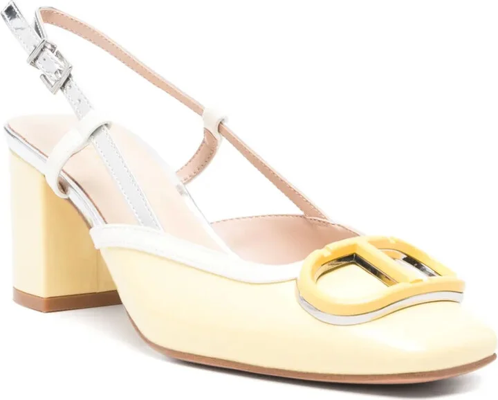70mm Faux-Leather Sling Back Pumps - Image 2