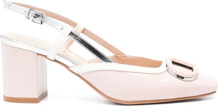 70mm Faux-Leather Sling Back Pumps