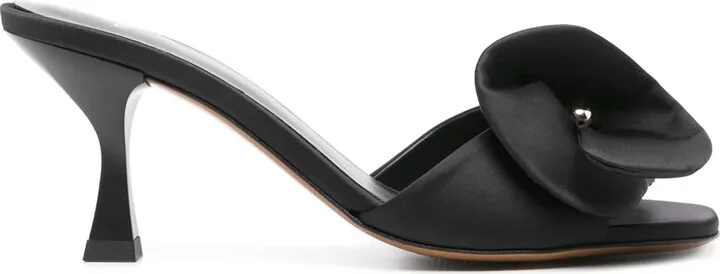 70mm Floral-Appliqué Mules