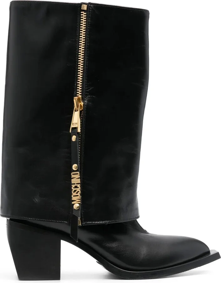 70mm Foldover Leather Cowboy Boots