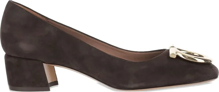 70mm Gancini-detail suede heeled pumps