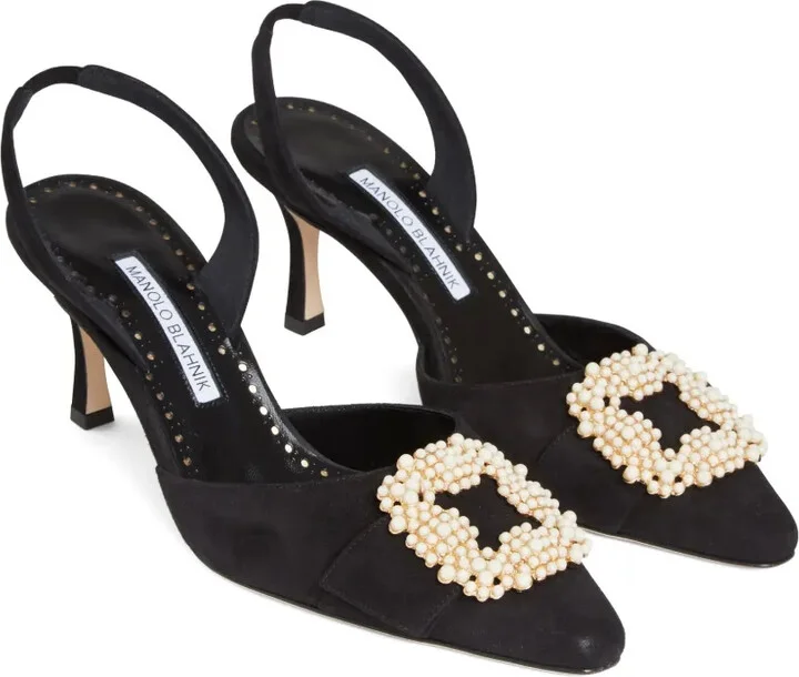 70mm Gibsli pearl-embellished slingback pumps - Image 2