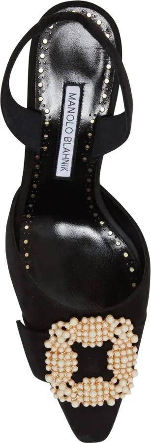 70mm Gibsli pearl-embellished slingback pumps - Image 4