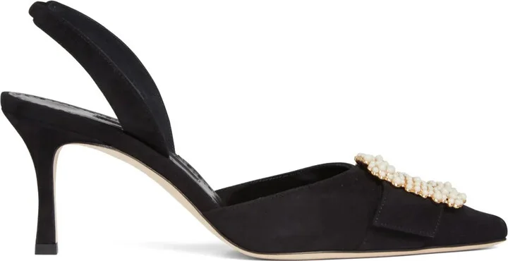 70mm Gibsli pearl-embellished slingback pumps
