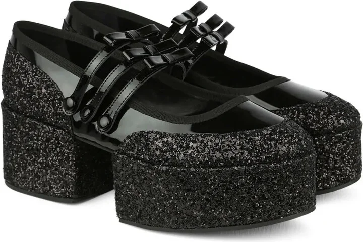 70mm glitter-embellished platform Mary Janes - Image 2
