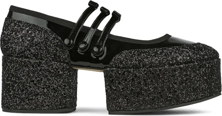 70mm glitter-embellished platform Mary Janes