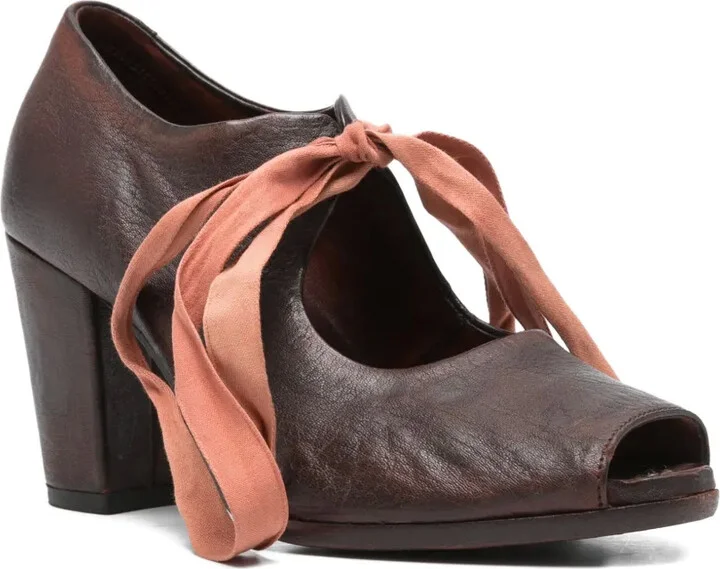 70mm Laced Peep-Toe Pumps - Image 2