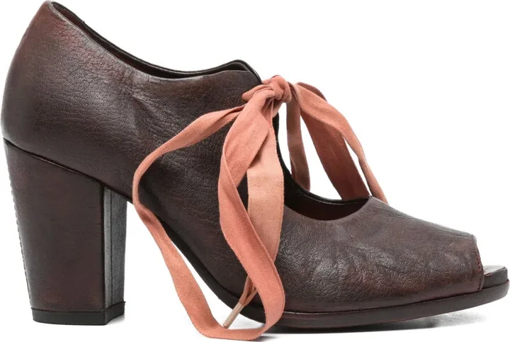 70mm Laced Peep-Toe Pumps