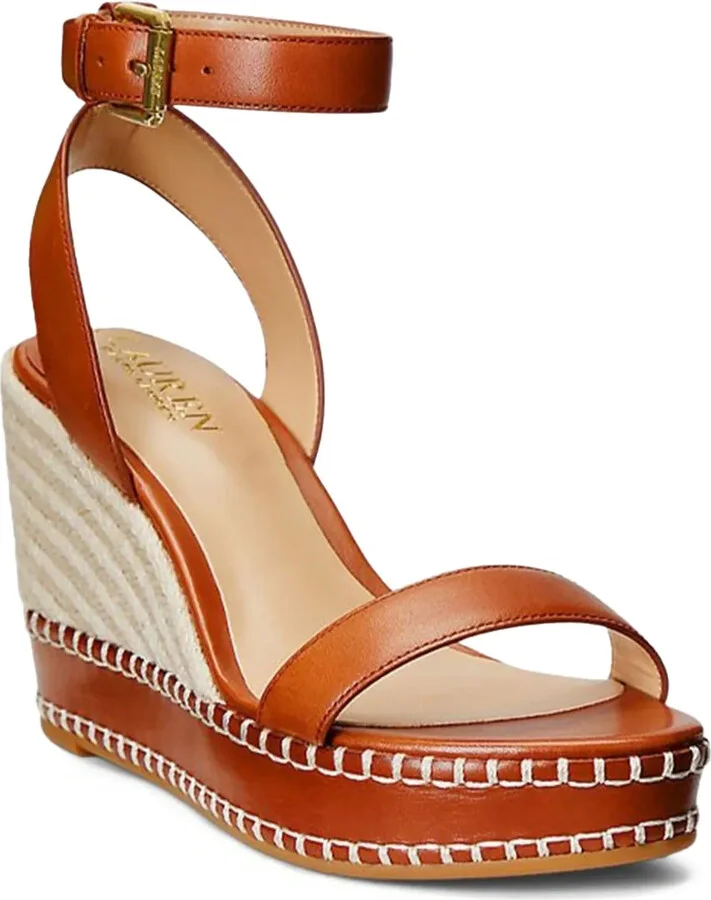 70mm Leather Ankle-Strap Wedge Sandals
