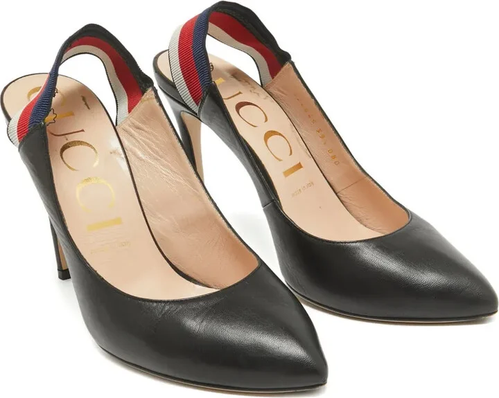 70mm Leather Slingback Pumps - Image 2