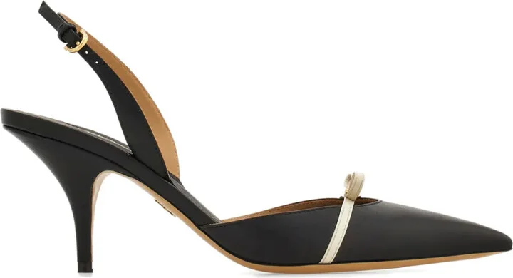 70mm Leather Slingback Pumps