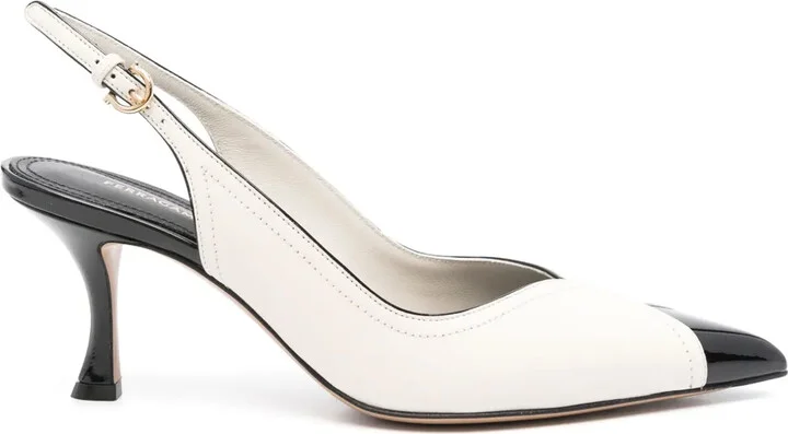 70mm Leather Slingback Pumps