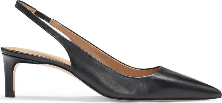 70mm Leather Slingback Pumps