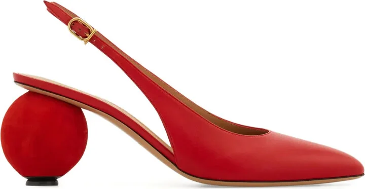 70mm Leather Slingback Pumps