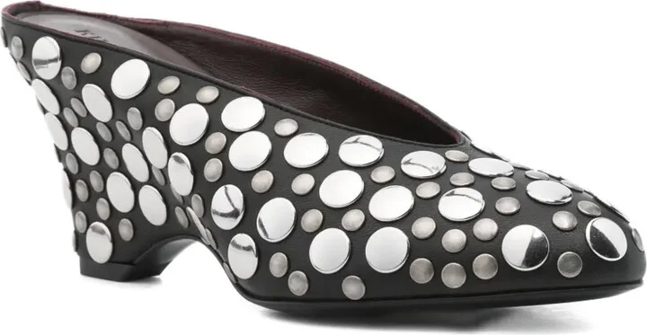70mm Metallic-Studded Heeled Mules - Image 2