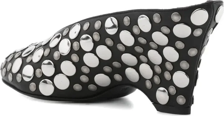 70mm Metallic-Studded Heeled Mules - Image 3