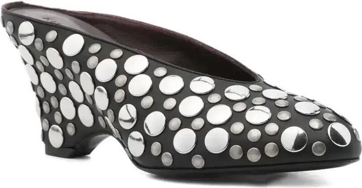70mm Metallic-Studded Heeled Mules - Image 2