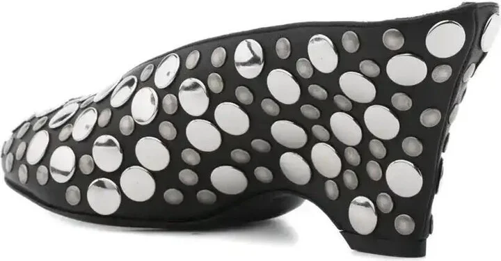 70mm Metallic-Studded Heeled Mules - Image 3