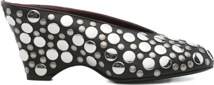 70mm Metallic-Studded Heeled Mules