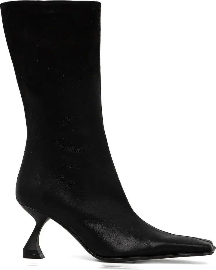 70mm Pearl square-toe sculpted-heel boots