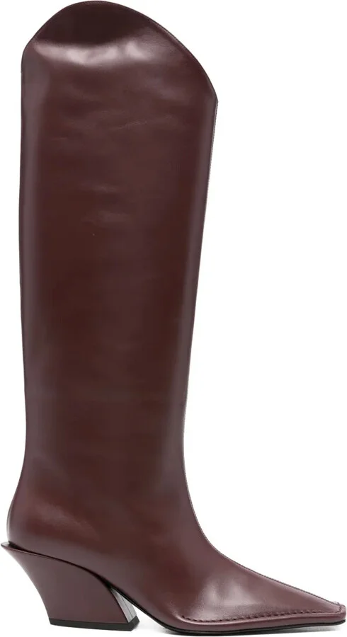 70mm Pointed-Toe Leather Boots