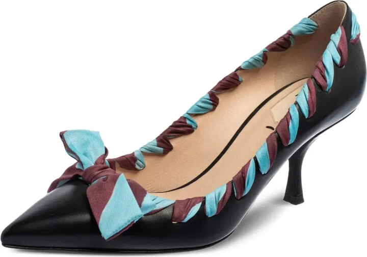 70mm Ribbon-Trimmed Pointed-Toe Pumps - Image 2