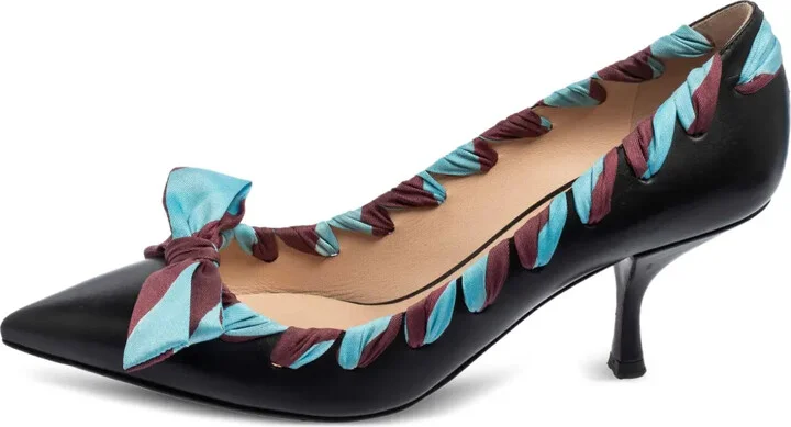 70mm Ribbon-Trimmed Pointed-Toe Pumps