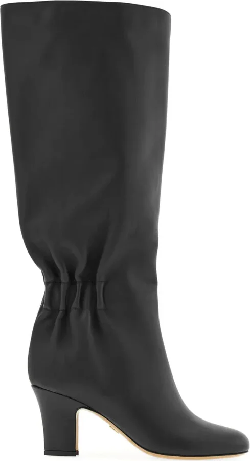 70mm Ruched Leather Boots - Image 4