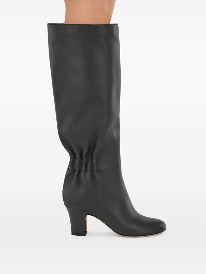 70mm Ruched Leather Boots - Image 5