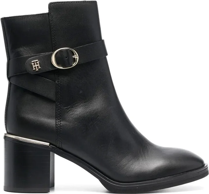 70mm Side Buckle-Detail Ankle Boots