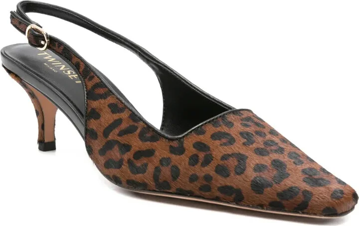 70mm Slingback Leopard Pumps - Image 2