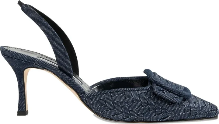 70mm Slingback Woven Pumps
