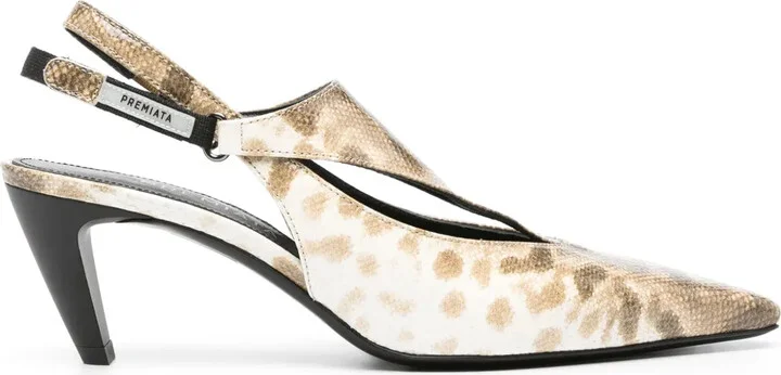 70mm Snakeskin-Print Leather Pumps
