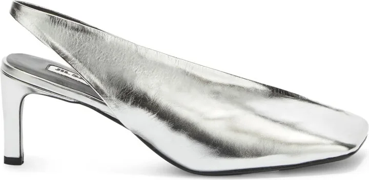 70mm Square-Toe Leather Pumps