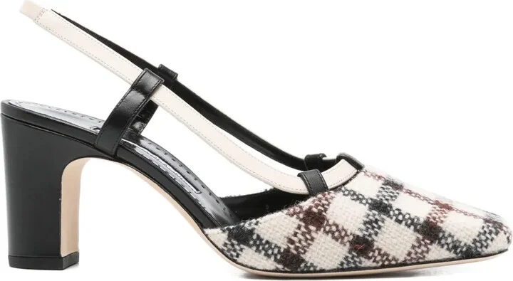 70mm Vestal checked slingback pumps