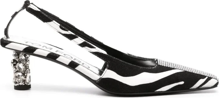 70mm Zebra-Print Slingback Pumps