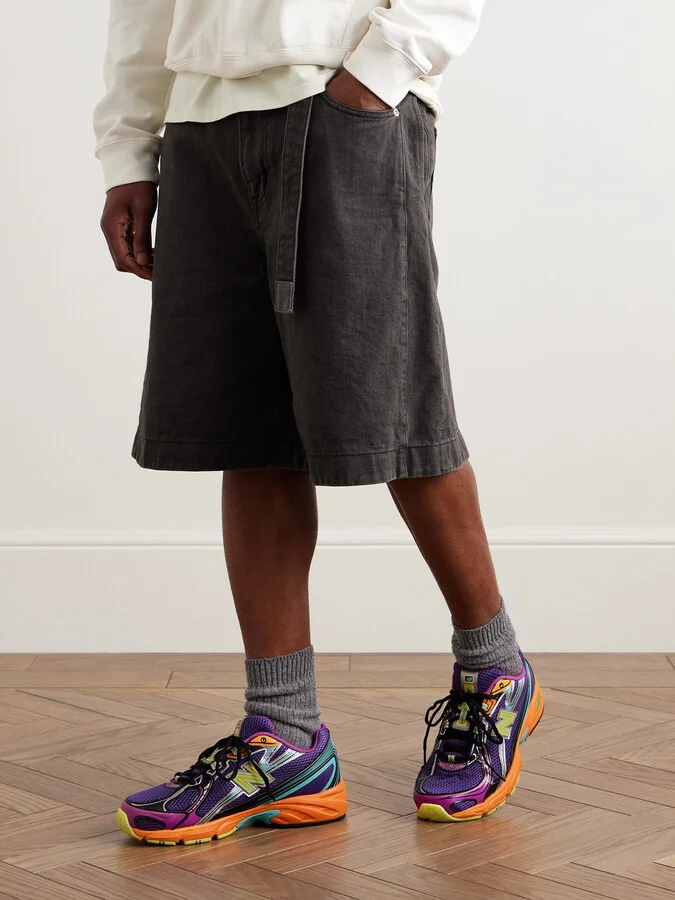 740 Leather-Trimmed Mesh Sneakers - Image 2