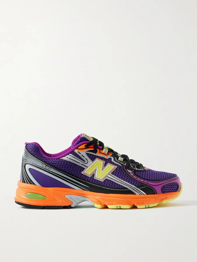 740 Leather-Trimmed Mesh Sneakers