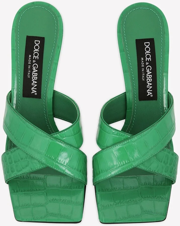 75 Croc Embossed Leather Mules - Image 2