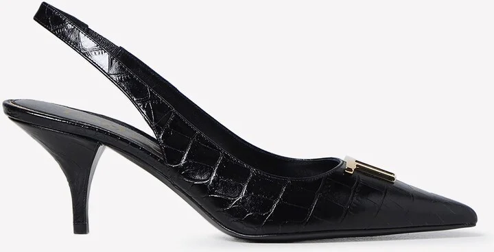 75 Slingback Pumps in Croc Embossed Leather