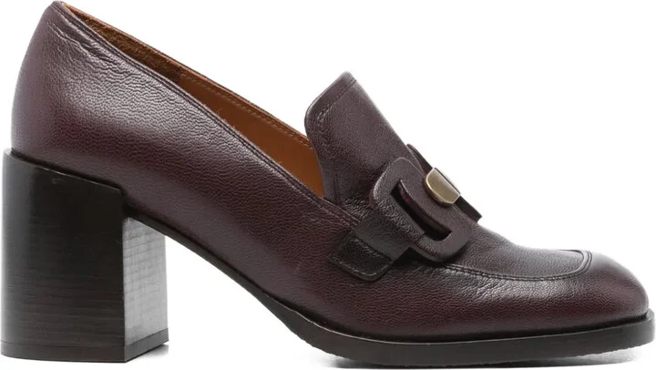 75mm Block-Heel Leather Mules
