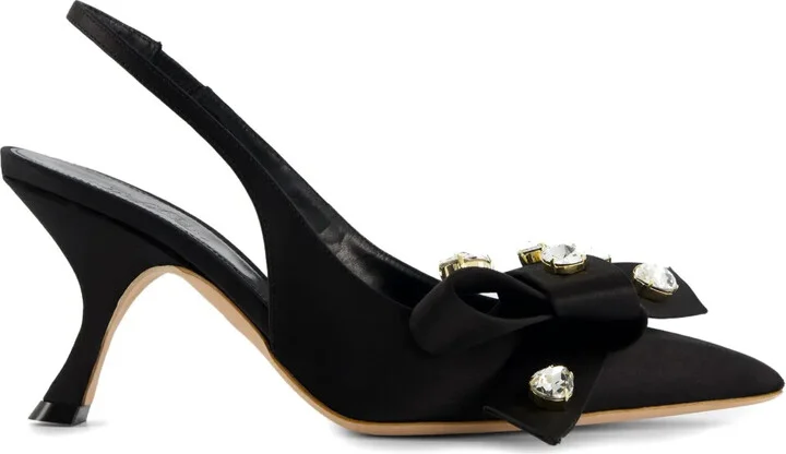 75mm Bow-Detailing Slingback Pumps