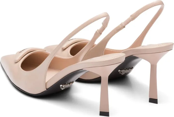 75mm Brushed Leather Slingback Pumps - Image 3