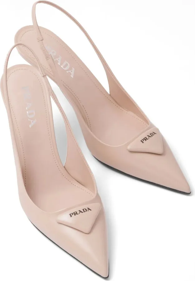 75mm Brushed Leather Slingback Pumps - Image 4
