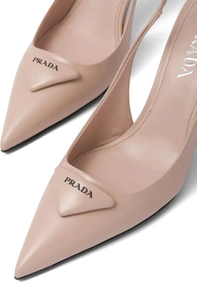 75mm Brushed Leather Slingback Pumps - Image 5