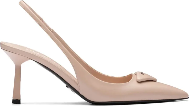 75mm Brushed Leather Slingback Pumps