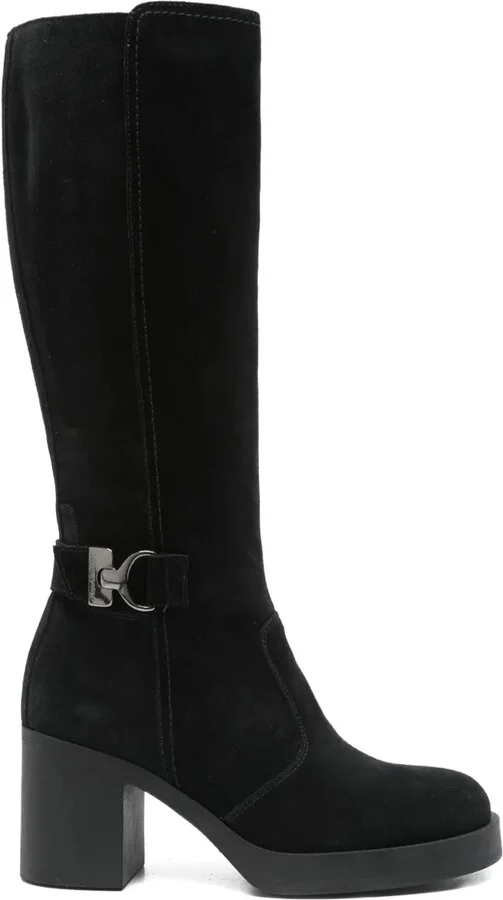 75mm Buckle-Detail Block-Heel Boots